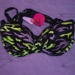 Neon Green Camo Bra